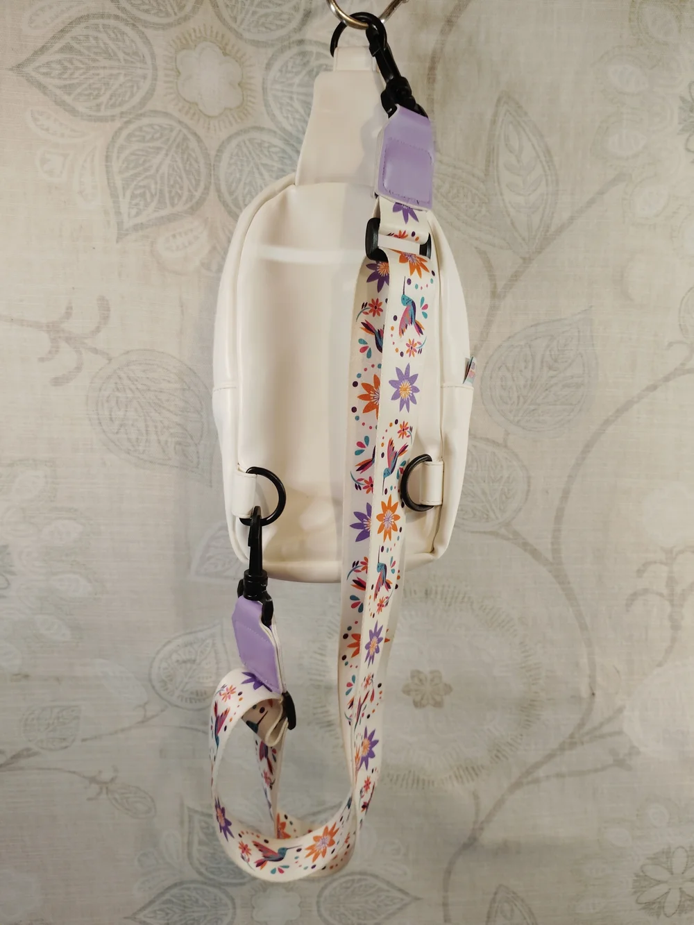 Own Your Magic Kids White Sling Bag with Colorful Patch Accents